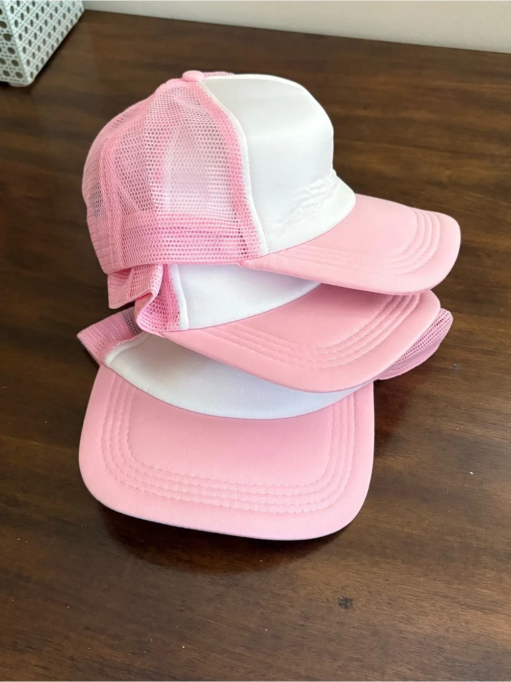 Pink and White Mesh Trucker Hat - Set of 3